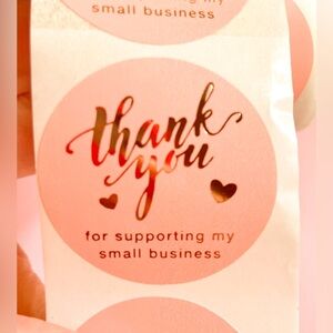 Roll of Pink Thank You Stickers for Small Business Packaging and Shipping NWT